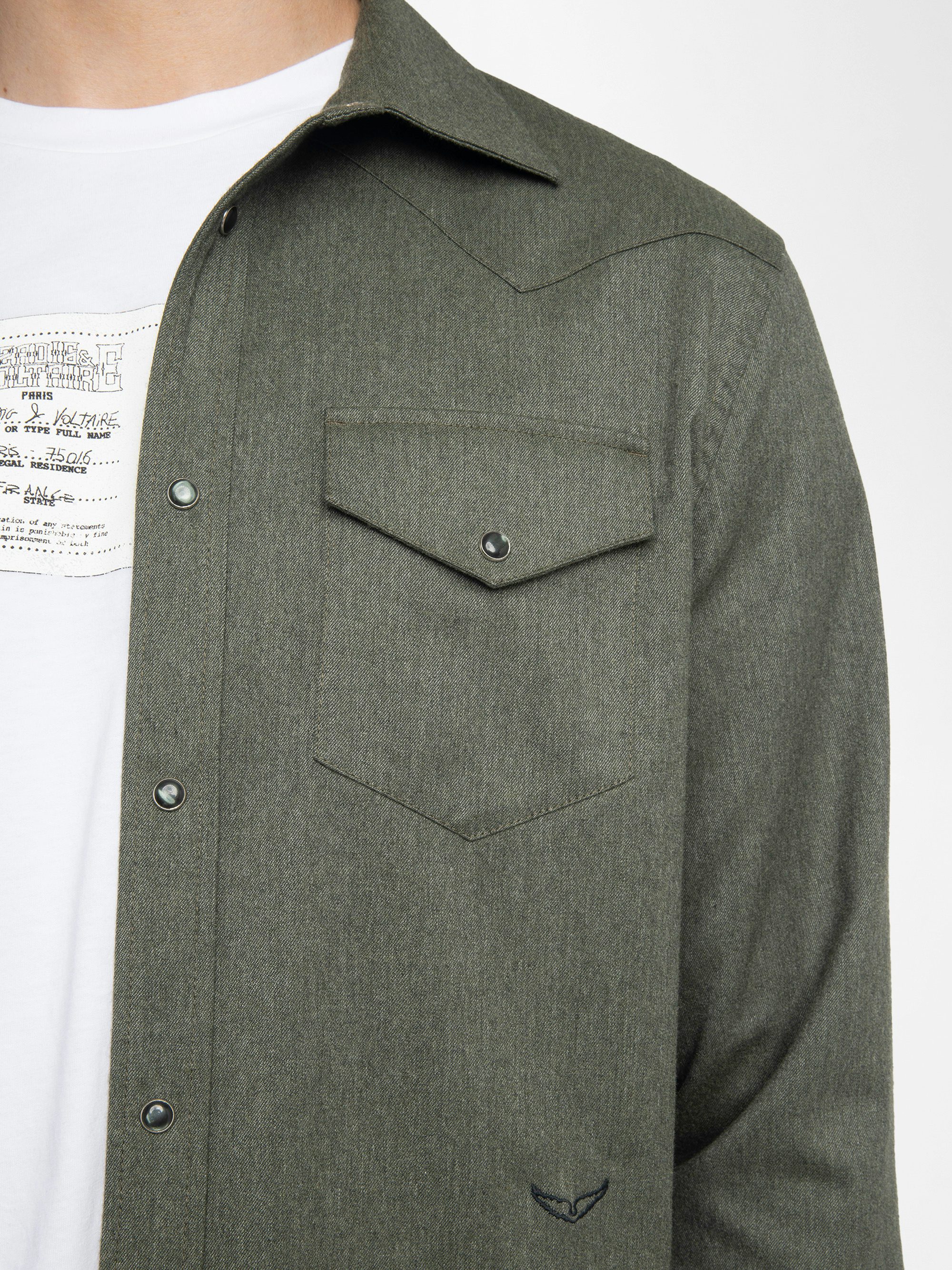 Saby Shirt - Lightweight shirt with flap pockets, featuring wing embroidery, western-inspired details, long sleeves and button closure.